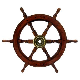 Antique Wooden Maritime Decor 24 " Captains Shipwheel Ships Wheel Steering Helm