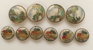 Vintage Japanese Satsuma Hand Painted Porcelain Buttons