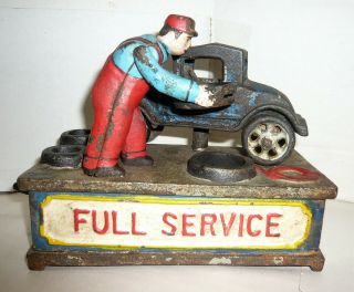 Vintage J.  E.  Stevens Cast Iron Full Service Mechanical Bank