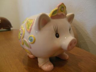 Princess Pig Bank Ceramic 6 " Tall