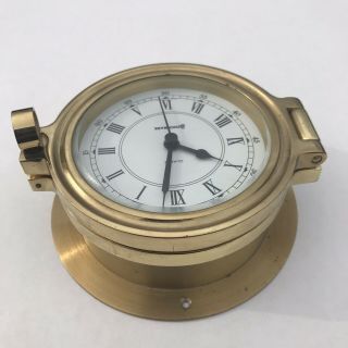 All Brass Ship Boat Yacht Marine Quartz Benchmark Deck Clock Watch 5” Base