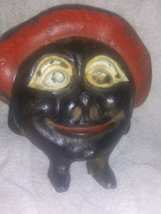 Vintage Cast Iron " Save And Smile Money Box " Bank.
