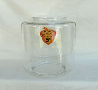 Oak Acorn Gumball Vending Machine 11 Pound Glass Globe With 5 Cent Decal