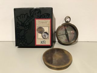 Compass Magnifier Antique Vintage Style Brass Pocket Compass