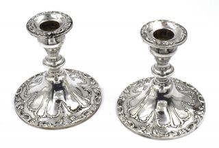 Vintage Gorham Chantilly Fancy Engraved Candlestick Pair Sterling Silver 925