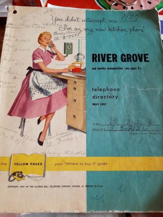 Vintage 1957 River Grove Illinois Telephone Directory Phone Book Yellow Pages