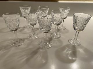 8 Vintage Signed Waterford Lismore 3 1/2 " Cordial Glass Crystal Gothic Mark 1971