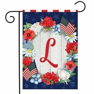 Patriotic Monogram Letter L Garden Flag