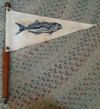 Vintage Antique " Fish " Taylor Made Nautical Yacht Boat Maritime Flag Pennant