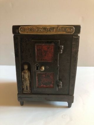 Antique Cast Iron Treasure Safe Metropolitan Bank