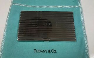 Vintage Tiffany & Co.  925 Sterling Silver Business Card Case Holder & Pouch Mono