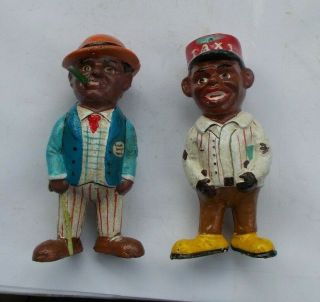Rare Vintage 5.  5 " Pair Set Amos & Andy Cast Iron Still Banks Figural Character