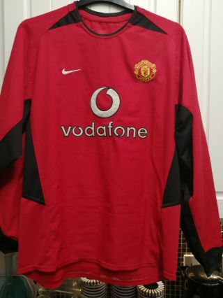 Vintage Manchester United Football Long Sleeved Nike Shirt 2002 Medium Mens