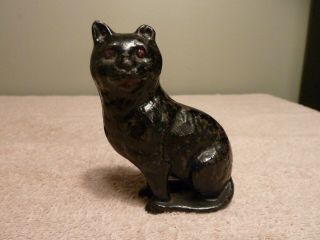 Ac Williams Cast Iron Sitting Cat Coin Bank 4 " Tall 2 3/4 " Wide Early 1900 