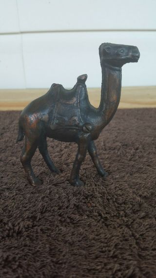 Antique 1920s A.  C.  Williams Cast Iron Camel Figural Coin Bank With Copper Wash