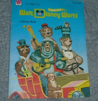 A Visit To Walt Disney World Coloring Book Florida Whitman Vtg