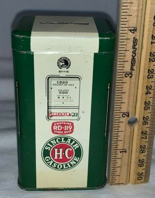 Antique Sinclair H - C Gasoline Gas Pump Tin Litho Still Bank Can Oil Station Old