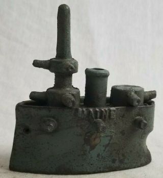 Vintage Cast Iron Bank - U.  S.  S.  Maine Battleship - Paint