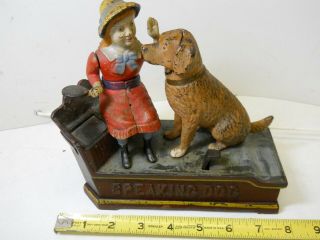Authentic 1885 Antique Speaking Dog Mechanical Bank,  As Made.