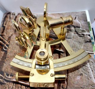 Marine 5 " Brass Nautical Sextant - Maritime Ship Instrument Astrolabe Model