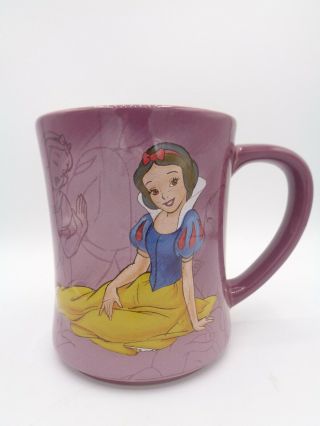 Disney Store 3d Raised Snow White Purple Coffee Mug Cup 14 Oz