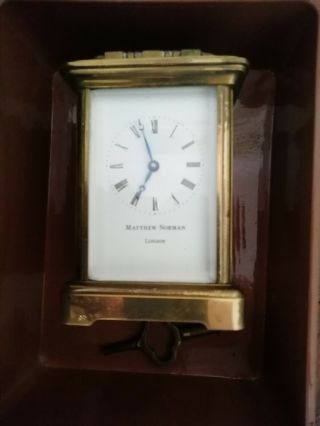 Vintage Matthew Norman Classical Carriage Clock W/presentation Case Not