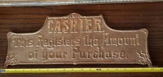 National Cash Register Red Brass Early Scroll Model 4 Top Sign