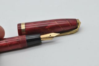 Lovely Vintage Conway Stewart 84 Fountain Pen Red Cracked Ice Pattern - 14ct Nib