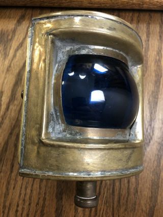 Cool Brass Boat Light Blue Lens Marked “bec” Old? Antique? I Have No Idea
