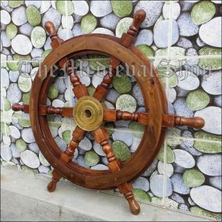 Vintage Handmade 24 Inch Wooden Ship Wheel Nautical Boat Ship Wheel Wall Decor