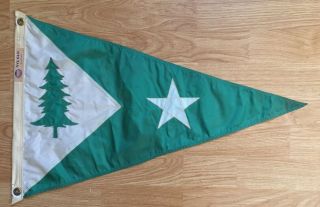 Vintage Maine State Flag Pennant Burgee Nyl Glo 16x24 Green White Pine Tree Star