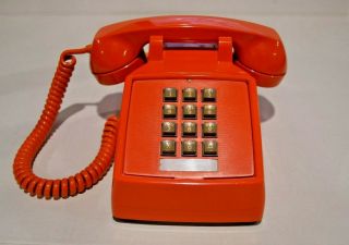 Vtg Retro Orange Touch Tone Desk Telephone Push Button 1980 