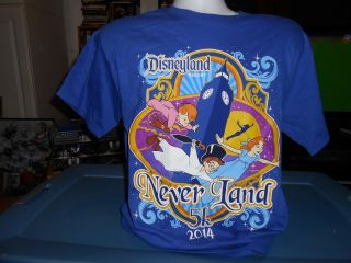 Vintage Walt Disney Disneyland Shirt M Medium Never Land 5k 2014