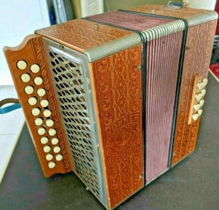 Vintage Hohner Button Accordion - Made In Germany