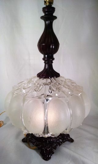Vintage Clear & Frosted Led 9.  5w Cast Metal Table Lamp W/night Light,  Refinished