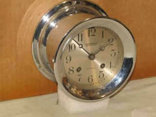 Chelsea Antique Ships Bell Clock 4 1/2 " Dial Hinged Bezel 1926