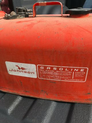 BS7 Vintage Johnson Seahorse emblem metal 6 gallon boat motor gas tank fuel can 2
