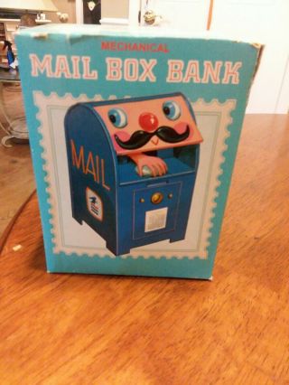 Vintage 1977 Mechanical Mail Box Bank With Box