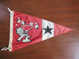 Vintage Mid Century Boat Pennant Flag Happy Sailor With Giant Cocktail