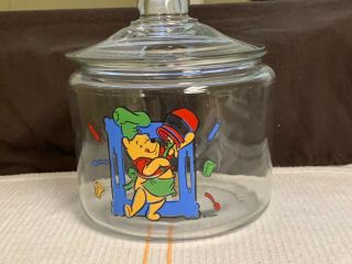 Disney Winnie The Pooh Clear Glass Cookie Jar Canister With Lid Anchor Hocking