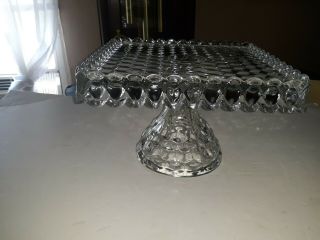 Vintage Fostoria American Square Cake Stand With Rum Well