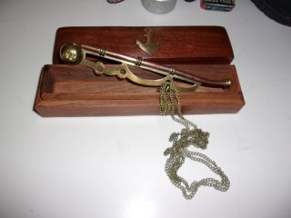 Brass / Copper Boatswain Whistle W/ Box Bosun Call Pipe Nautical Maritime