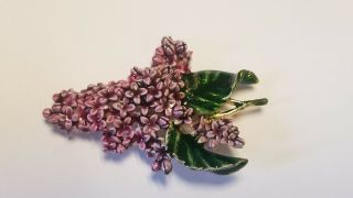 Vintage Mfa Museum Of Fine Arts Enamel Lilac Flower Purple Pin Brooch Broach