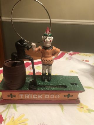 Vintage Cast Iron Trick Dog Mechanical Bank 2