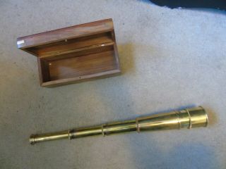 Vintage Brass Collapsible Spotting Scope,  18 Inches In Wooden Case