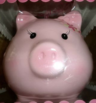 Macy ' s FIRST IMPRESSIONS Princess Piggy Medium Coin Bank Baby girl Gift Ceramic 2