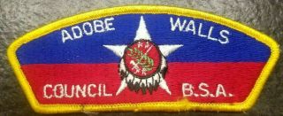 Adobe Walls Council Shoulder Patch Csp S - 1 1st Issue Pampa,  Texas Merged Bsa