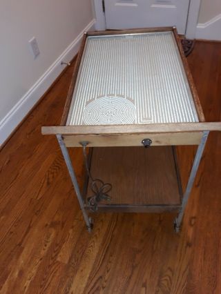 Vintage Mid Century Salton Hotray Rolling Tea Serving Cart Hot Tray Top Wooden