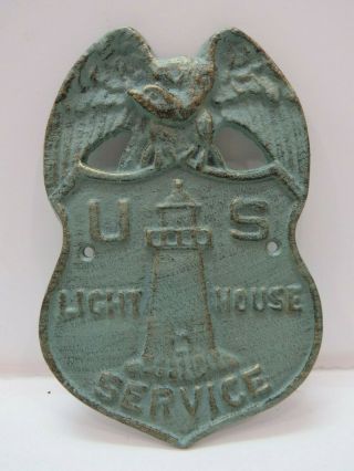 Cast Iron Us Lighthouse Service Sign Plaque Fake Bronze (b5c289)