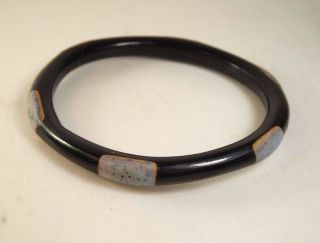 Vintage Hawaiian Black Coral Bangle Bracelet